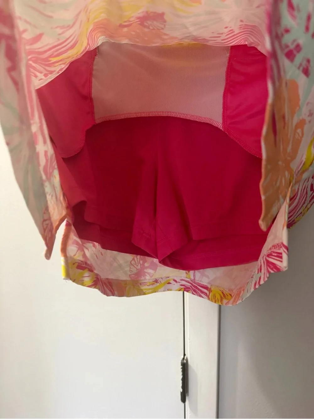 Lady Hagen Tropical Leaf Mini Skort - Pink, Yellow, Peach